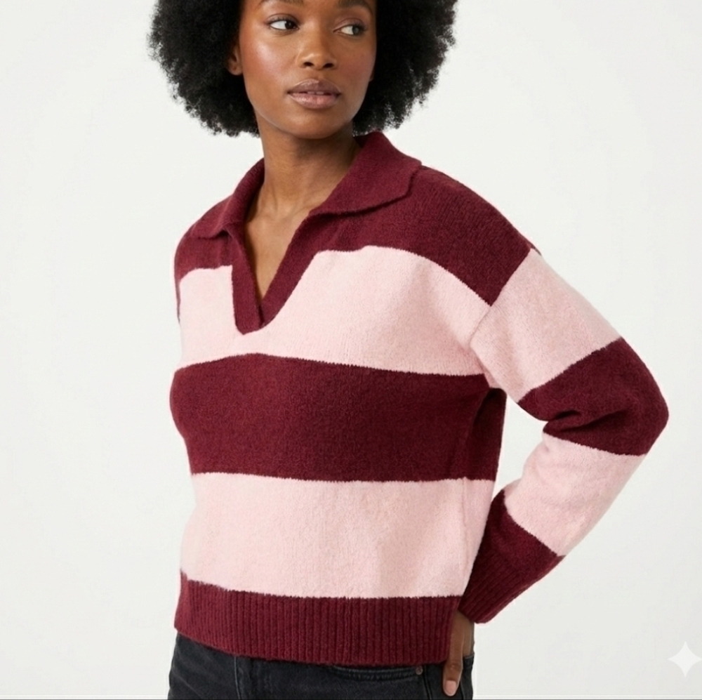 Wild Fable Sweater Womens S Pink Stripe Long Sleeve NEW - Picture 2 of 9